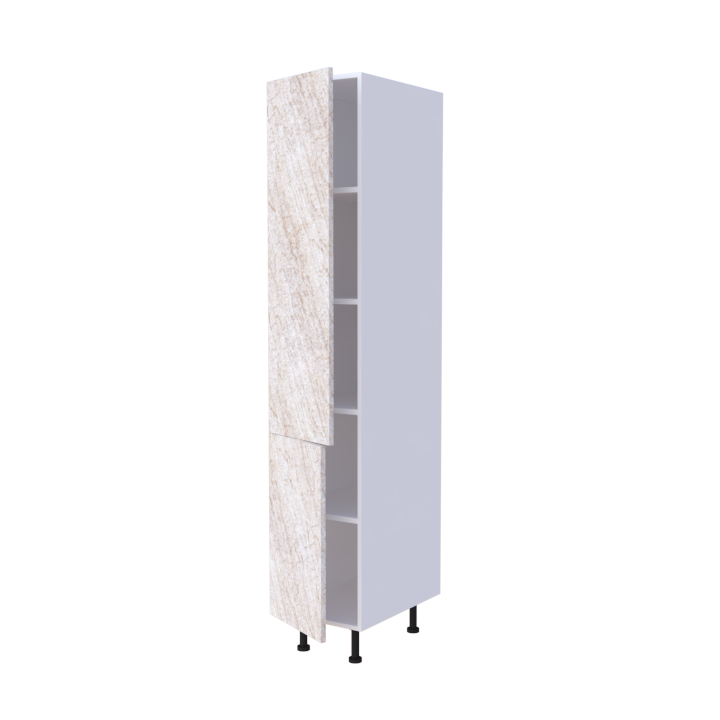 Colonne 2 portes + étagères intérieurs L40 x H200 x P58 - Quartz Sahara - meuble livré monté