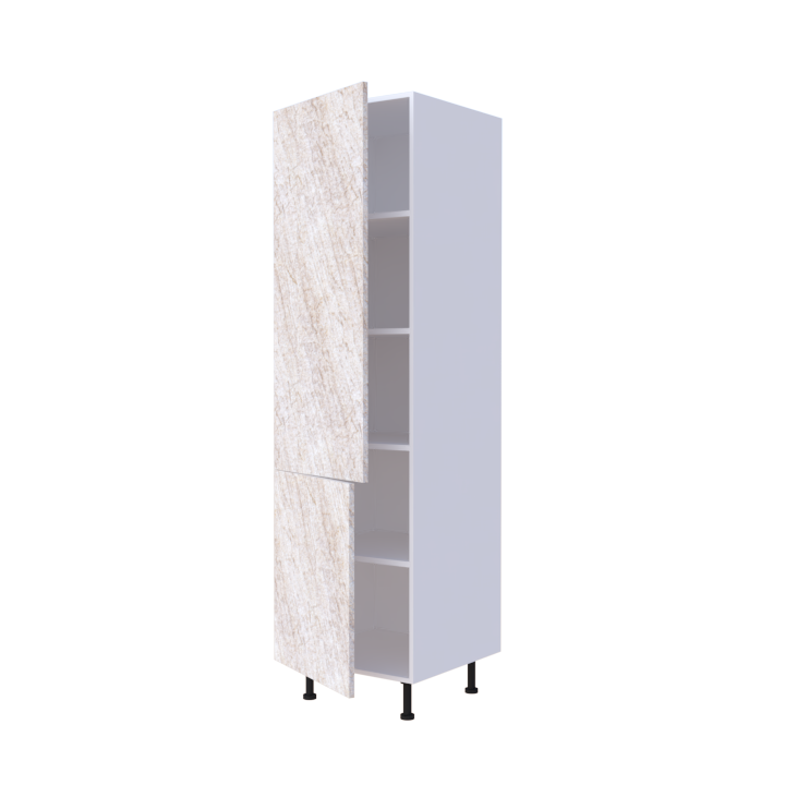 Colonne 2 portes + étagères intérieurs L60 x H200 x P58 - Quartz Sahara - meuble livré monté