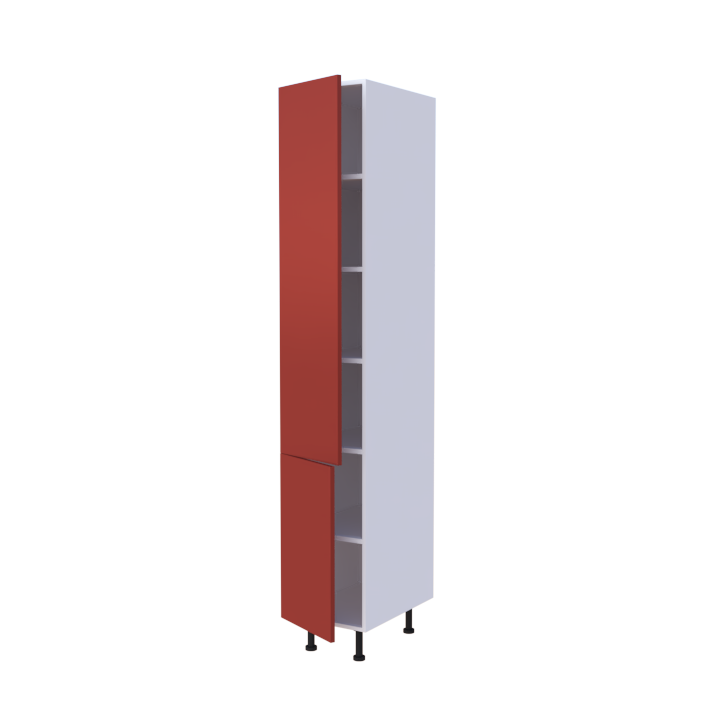 Colonne 2 portes + étagères intérieurs L40 x H220 x P58 - Rouge Pompéi Laqué Brillant - meuble livré monté