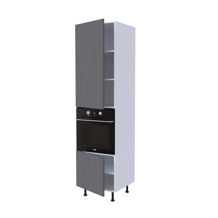 Colonne 2 placards + four L60 x H220 x P58 - Titane Graphite Brossé - meuble livré monté