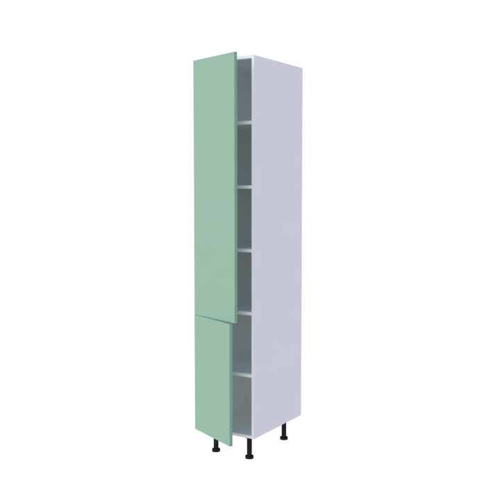 Colonne 2 portes + étagères intérieurs L40 x H220 x P58 - Vert Clair Mélaminé Mat - meuble livré monté